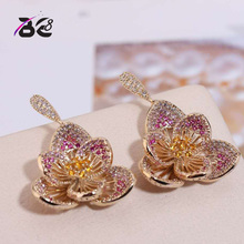 Be 8 Fashion Luxury Flower Shape Dangle Earrings Full Mirco Pave Cubic Zirconia Engagement Party Drop Earring E763 2024 - buy cheap