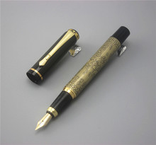 Estilo clássico clipe de ouro metal caneta fonte 0.7mm nib tinta de aço canetas para presente material de escritório material escolar 2024 - compre barato