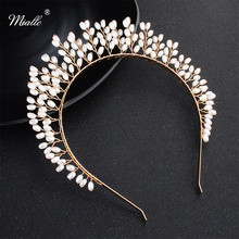 Miallo Newest White Pearls Wedding Handmade Princess Tiaras and Crowns Bridal Hair Jewelry Bride Bridesmaids Headpieces 2024 - buy cheap