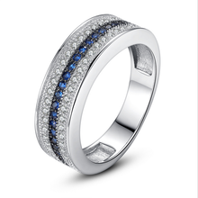 Drop Shipping Brand New Luxury Jewelry 925 Silver Fill 3 Rows AAA White&Blue Cubic Zirconia CZ Wedding Band Ring for Women Gift 2024 - buy cheap