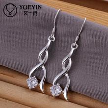 New fashion silver plated jewelry Women's Dangle earrings Fashion brinco Earhook Trendy Wholesale Inlaid Crystal Twisted 2024 - buy cheap