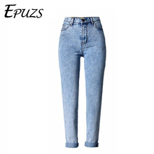 Vintage high waist jeans woman boyfriend cotton denim pants skinny stretch snowflake mom jeans for women plus size jeans 2024 - buy cheap