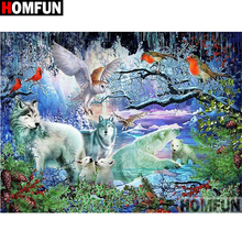HOMFUN Full Square/Round Drill 5D DIY Diamond Painting "Animal wolf" Embroidery Cross Stitch 5D Home Decor Gift A15543 2024 - buy cheap
