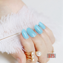 2020 24pcs Adorable fashion candy oval decorative fake nails short round section Tender Blue P125X 2024 - buy cheap