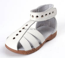 girls leather sandals 100% genuine leather toddler shoes silver pink white closed toe summer shoes gladiator sandals chic unique 2024 - buy cheap