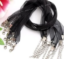 Free Shipping!! 100pcs Black Voile Organza Cord Strap String Clasp Necklace choker 425-460mm CC002 2024 - buy cheap