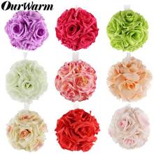 OurWarm 5Pcs 13cm Silk Rose Flower Ball Artificial Bouquet Kissing Ball Pomander for Home Party Wedding Centerpiece Decorations 2024 - buy cheap