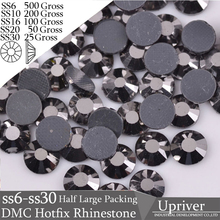 Upriver-diamantes de imitación con parte posterior plana, pegamento gris de hematita Jet, DMC, Hotfix, SS6, SS10, SS16, SS20, SS30 2024 - compra barato