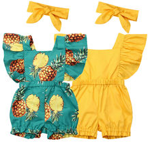 Conjunto de roupas femininas para bebês recém-nascidas, 2 pçs, com babado, macacão, manga comprida 2024 - compre barato