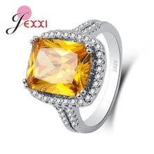 Big Yellow Charming Luxury Rings Best Women Bridal Fingers Jewelry High Quality Nice Gift For Lover Girfriend Wholesale 2024 - buy cheap