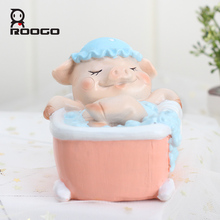 ROOGO home decoration accessories for living room pig figurine statue leisurely cute pig resin ornament home desk decorations 2024 - buy cheap