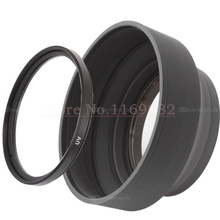 2 in 1 49 52 55 58 62 67 72 77mm Rubber Lens Hood + UV Filter for Canon Nikon sony NEX-3 NEX-5 NEX-6 NEX-7 18-55mm Lens 2024 - buy cheap