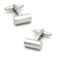 Men's Shining Cylinder Cuff Links Copper Material Silver Color 2024 - buy cheap