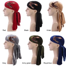 Bandana de terciopelo de lujo para hombre, turbante para motorista, Durags, diadema, accesorios para el cabello 2024 - compra barato