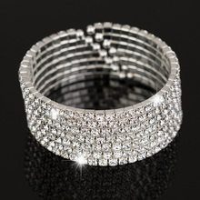 Pulseira de strass de alta qualidade prata de noiva banhada a berloque pulseiras e braceletes cristal 7 fileiras braceletes para mulheres b019 2024 - compre barato