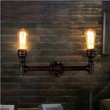 Luminária de parede estilo loft, iluminação de cabeceira e cabeceira, tipo industrial de metal, tubo d'água, vintage 2024 - compre barato