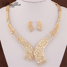 Fashion Wedding African Jewelry Sets Fashion Carving Flower Statement Necklaces Earring Set Crystal Collares Pendientes 2024 - buy cheap