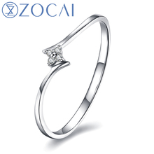 ZOCAI Ring 100% Natural Genuine Diamond 0.02 CT certified 18K White Gold (Au750) Engagement Women Ring W02442 2024 - buy cheap