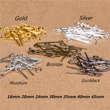 100pcs Gold Silver Eye Head Pins 16 20 25 30 35 40 45 50 mm Metal Eye Pins Connector For Diy Earrings Jewelry Making Findings 2024 - buy cheap