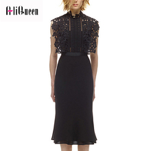 Runway Women Summer Dress Lace Hollow Out Patchwork Black Dress Self Portrait Black Office Lady Sleeveless Party Dresses Vestido 2024 - buy cheap