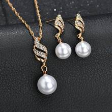 MissCyCy Fashion Rhinestones Pearl Silver Jewelry Sets Drop Earrings Necklace Pendant Jewelry Women Wedding Appointment Party 2024 - buy cheap