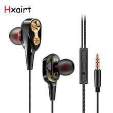 Hxairt Wired earphone High bass dual drive stereo In-Ear Earphones With Microphone Computer earbuds For Cell phone Sport Running 2024 - buy cheap