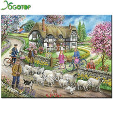 YOGOTOP Full Diamond Embroidery 5D Diy Diamond Painting Cross Stitch spring sheep cottage Square Diamond Mosaic Room Decor VD942 2024 - buy cheap