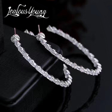 2017 Hot Fashion Elegant Nail Hoop Earring Eternity Style With Shiny Zircon Bar Setting Luxury 3 color Earrings Wholesale AE311 2024 - buy cheap