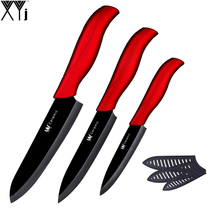 Best Red Handle Kitchen Ceramic Knife Set XYj Brand 4 inch 5 inch 6 inch Knife Black Blade + Red Handle Home Cooking Tools Set 2024 - buy cheap