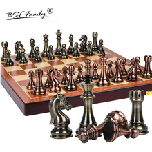 Metal Chess Set High-grade Gift Travel International Chess Game Folding Wooden Mold Chessboard Kirsite Chess Pieces Chessman I60 2024 - buy cheap