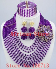 Lovely Purple Single African Women Beads Jewelry Set Nigerian African Beaded Necklace Set Handmade Style Free Shipping SY102-3 2024 - buy cheap