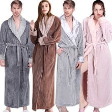 Women Men Winter Extra Long Warm Bathrobe Luxury Thick Flannel Fur Bath Robe Soft Thermal Dressing Gown Sexy Robes Bridesmaid 2024 - buy cheap