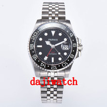 40mm PARNIS black dial ceramics bezel Sapphire crystal date GMT automatic mens watch Mechanical watches  Luminous 2024 - buy cheap