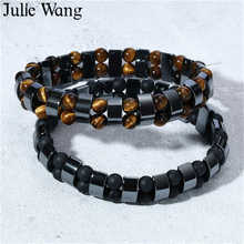 Pulseira olho de tigre natural, bracelete pedra de galo preto da li wang, joias estilosas masculinas 2024 - compre barato