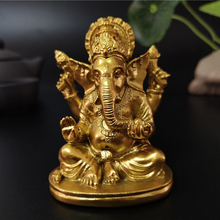 Estatua de Buda Ganesha dorada, escultura de elefante indio para jardín, figuritas decorativas para el hogar, artesanía 2024 - compra barato