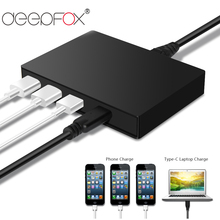 DeepFox 3-Port USB 3.0 Quick Charge Fast Charger PD3.0 Type-C&QC3.0 Power Adapter For Macbook Huawei MateBook With Type C Cable 2024 - buy cheap