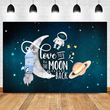 Fondo de la foto del científico universo de dibujos Fondo De Cumpleaños suministros de decoración Tema de astronauta cartel de cumpleaños para niños 2024 - compra barato