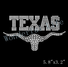 Lowest price  hotfix rhinestones heat transfer design texas bull words two size stones for sports  for USA players 2024 - buy cheap