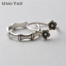 Uini-Tail new 925 Tibetan silver vintage plum bamboo opening adjustable ring to do retro fashion tide flow high quality ED133 2024 - buy cheap