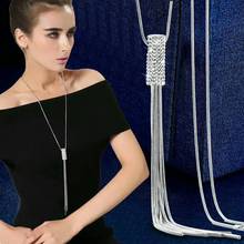 Rhinestone Statement Tassel Long Necklace Women Pendants New Fashion Jewelry Wholesale Sweater Necklaces Gifts 2024 - buy cheap