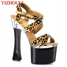 Женские босоножки; пикантные леопардовые босоножки на высоком каблуке; босоножки на высоком каблуке с кристаллами; 18 см 2024 - купить недорого
