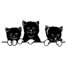 Pegatinas para ventana de 21,6x8,9 CM, 3 pequeños gatitos, calcomanía para parabrisas de gato divertido, accesorios para coche, negro/plata, C6-0455 2024 - compra barato