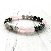 Natural Hematite And Howlite And Rosequartz Bracelet Yoga Mala Bracelets Fashion Wrist Mala Bracelet For Men & Women 2024 - buy cheap