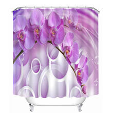 New Shower Curtains 3D Circle Purple Flowers Pattern Bathroom Curtains Waterproof Thicken Washable Bath Curtain Bathroom Product 2024 - buy cheap