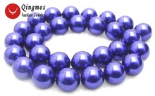 Qingmos 12mm Rodada Blue Sea Shell Pérola Beads para Fazer Jóias DIY Colar Pulseira Brinco Acessórios Fios Soltos 15" 2024 - compre barato