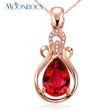 Цепочка с подвеской MOONROCY для женщин и девушек, ожерелье цвета розового золота с красными кристаллами, чокеры, Подарочная бижутерия в виде капли воды 2024 - купить недорого