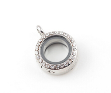 10SET/lot 20MM Rhinestones Mini Magnetic Glass Floating Locket Pendant With Free Chains 2024 - buy cheap