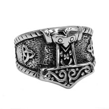 Norse Symbol Myth Thor Hammer Ring 316L Stainless Steel Jewelry Tribal Celtic Knot Motor Biker Men Ring Classic 758B 2024 - buy cheap
