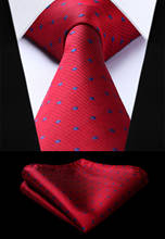 TD609U8S Burgundy Blue Polka Dot 3.4" Silk Tie Party Wedding Handkerchief Set Woven Classic Men Tie Necktie 2024 - buy cheap
