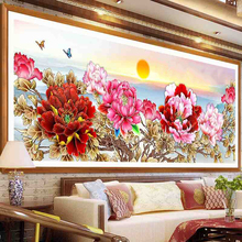 Large 5D DIY Diamond Painting Cross Stitch Peony flower, sunrise Full Square Resin Drill Diamond Embroidery Handmade Craft Y2606 2024 - buy cheap